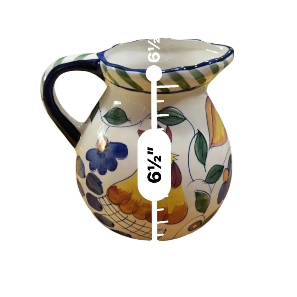 Style-Eyes by Baum Bros. Rooster & Fruits Ceramic Pitcher 6.5 inch